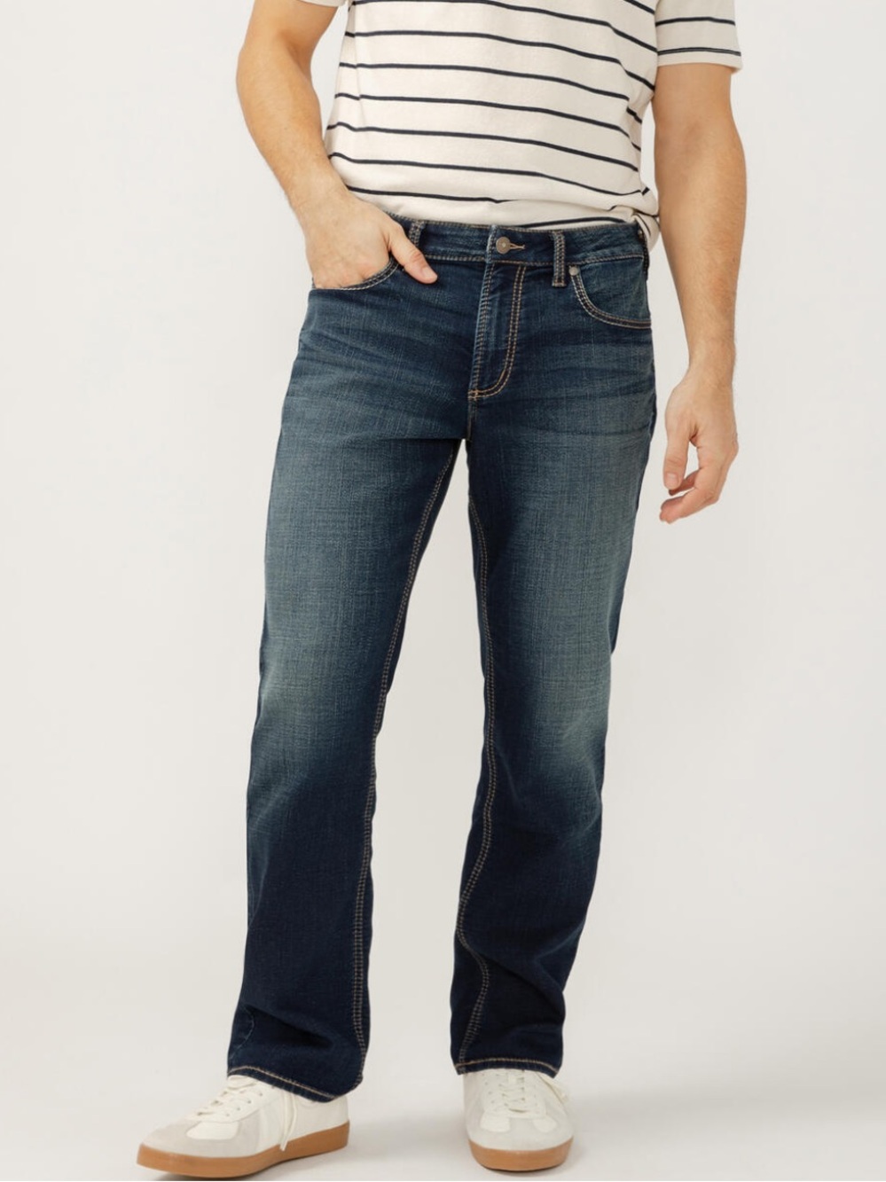 Men's Silver Jeans Grayson Classic Straight Jeans in Dark Blue 36x 34